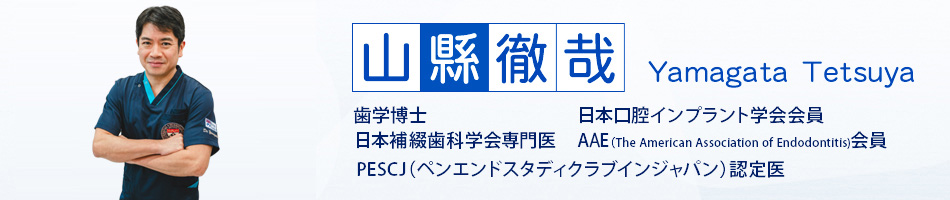 山縣徹哉 Yamagata　Tetsuya / 歯学博士 / 日本補綴歯科学会専門医 / 日本口腔インプラント学会会員 / AEE（The American Association of Endodontitis)会員